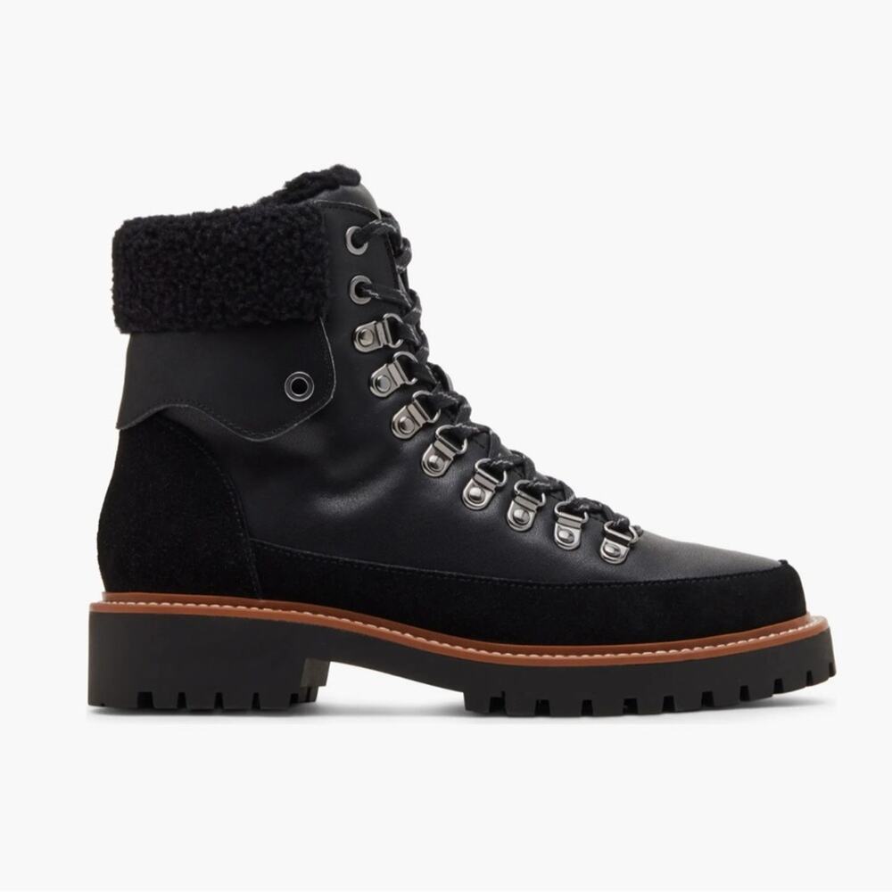 Blondo Natasia Faux Shearling Cuff Waterproof Black Boots – 9M